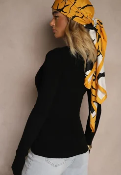 Czarny Kardigan z Wiskozą na Guziki z Prążkowanego Materiału Koriane