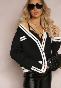 Czarny Kardigan Zapinany z Wiskozy Iriama