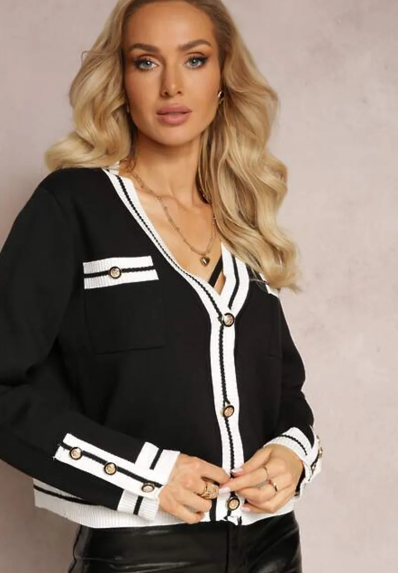 Czarny Kardigan Zapinany z Wiskozy Iriama