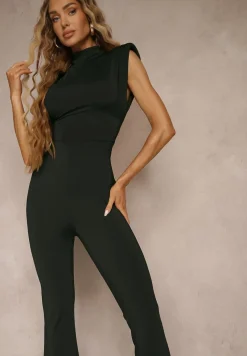Czarny Kombinezon Flare z Usztywnionymi Ramionami Milindea