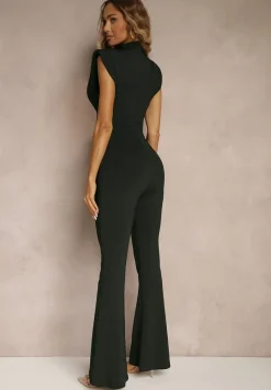 Czarny Kombinezon Flare z Usztywnionymi Ramionami Milindea