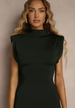 Czarny Kombinezon Flare z Usztywnionymi Ramionami Milindea