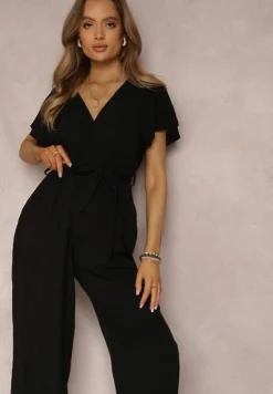 Czarny Kombinezon z Wiskozy Zotolio