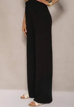 Czarny Komplet Bluzka o Fasonie Kamizelki z Ozdobnymi Broszkami i Spodnie Sadessae