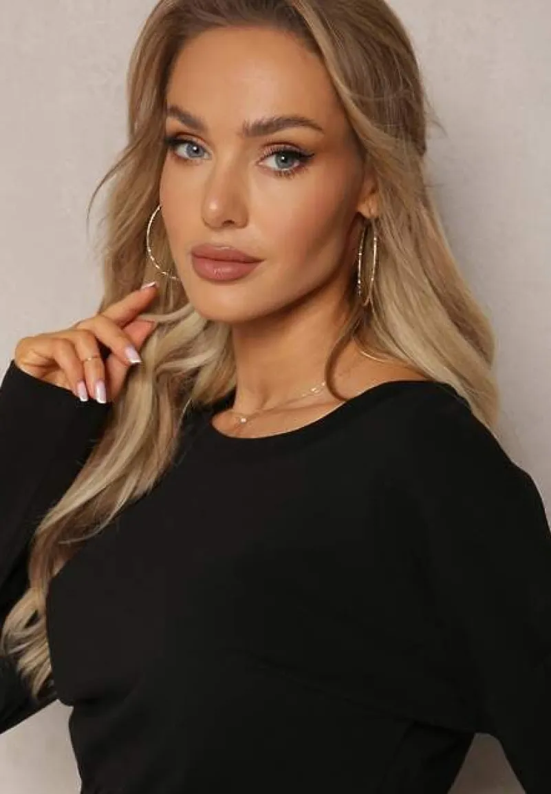 Czarny Komplet Dresowy Bluza Cropped i Spodnie z Kieszeniami Cargo Xerlesa