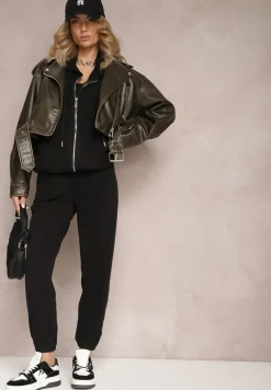 Czarny Komplet Dresowy 2-częściowy z Bluzą i Spodniami Serenitea