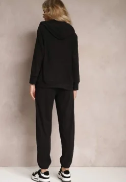 Czarny Komplet Dresowy 2-częściowy z Bluzą i Spodniami Serenitea