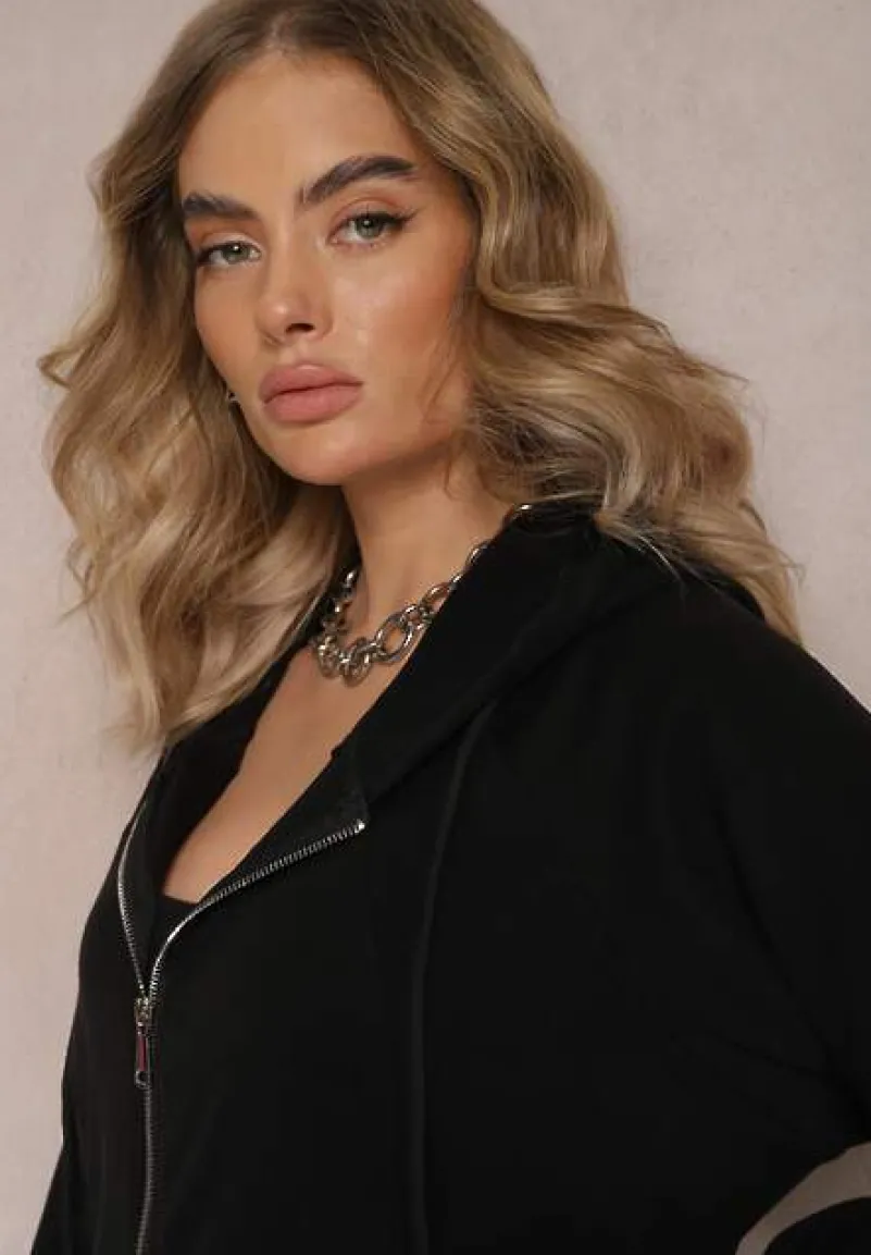 Czarny Komplet Dresowy 2-częściowy z Bluzą i Spodniami Serenitea