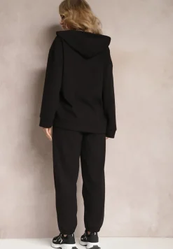 Czarny Komplet Dresowy 2-częściowy z Bluzą i Spodniami Vexira