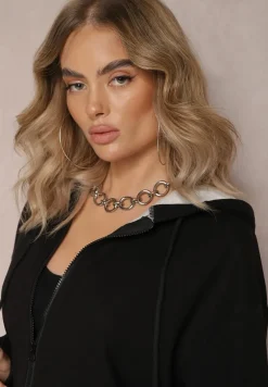 Czarny Komplet Dresowy 2-częściowy z Bluzą i Spodniami Vexira