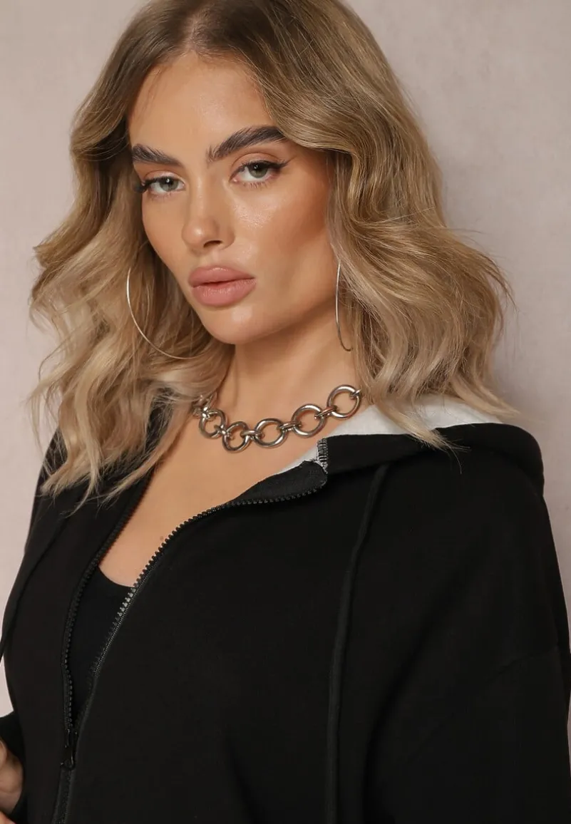 Czarny Komplet Dresowy 2-częściowy z Bluzą i Spodniami Vexira