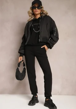 Czarny Komplet Dresowy z Bawełny Epique