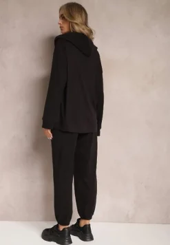 Czarny Komplet Dresowy z Bluzą i Spodniami Deparisa