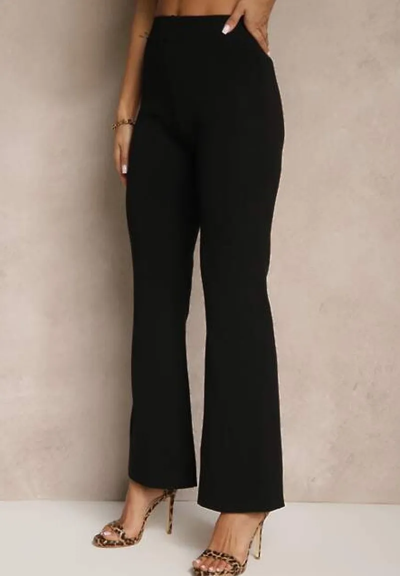 Czarny Komplet Kamizelka i Spodnie na Gumce z Wiskozą Merariana