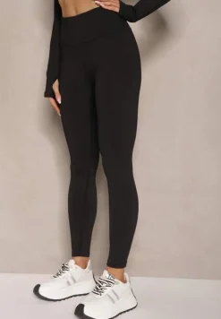 Czarny Komplet Sportowy Legginsy i Bluza z Wycięciem na Kciuk Redarose