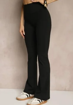 Czarny Komplet Sportowy Spodnie i Koszulka Ozdobiona Sznurowaniem Lumileine