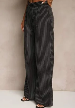Czarny Komplet w Garniturowym Stylu Spodnie Wide Leg i Kamizelka Onirette
