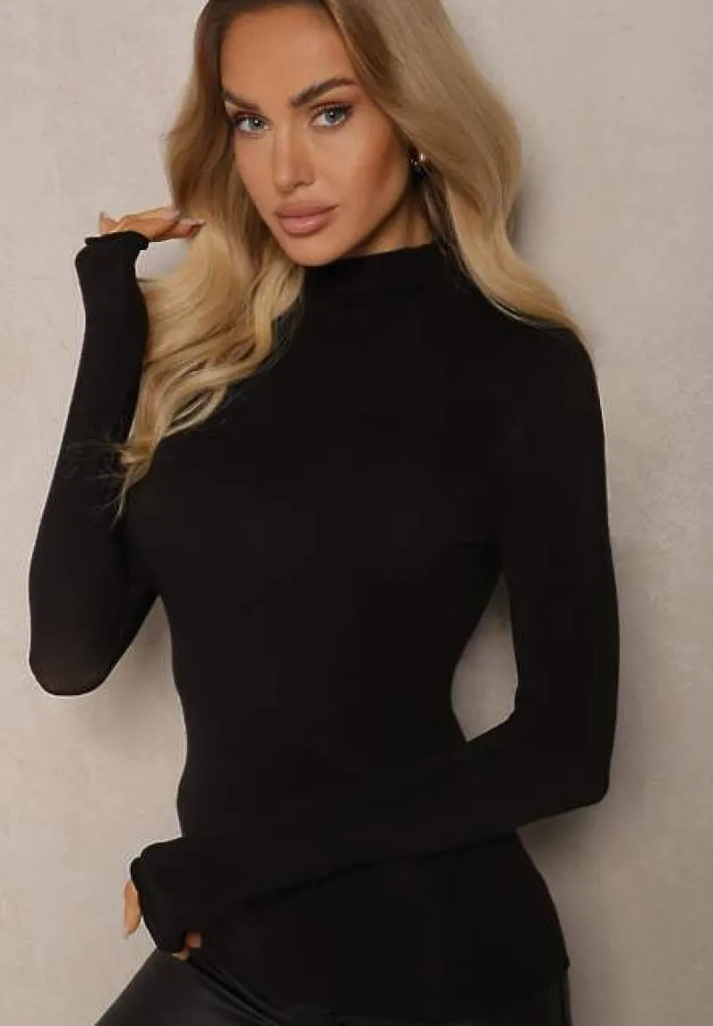 Czarny Lekki Golf Bawełniany Tinthelia