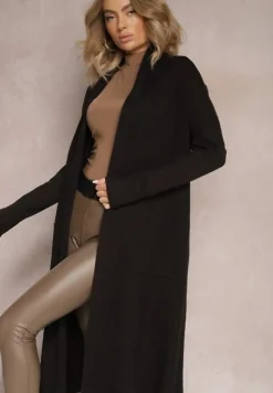 Czarny Luźny Kardigan Niezapinany Jacquella