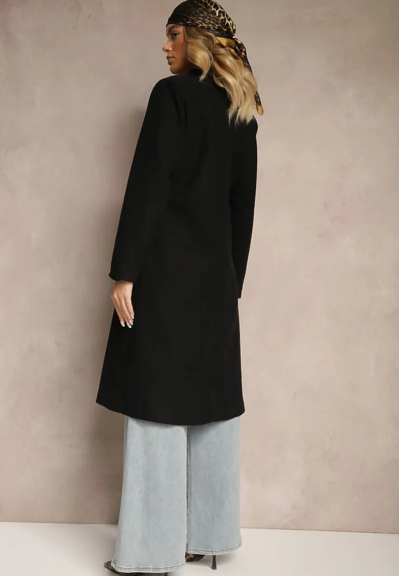 Czarny Płaszcz Dwurzędowy Aminirn