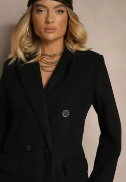 Czarny Płaszcz Dwurzędowy Aminirn