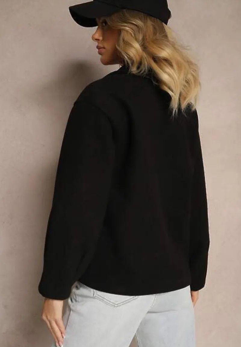 Czarny Płaszcz Dwurzędowy Krótki Poge