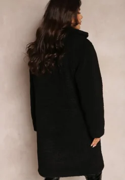 Czarny Płaszcz Futrzany Teddy Karli
