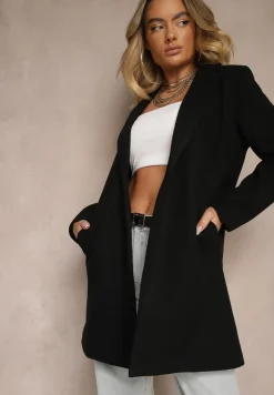 Czarny Płaszcz Jednorzędowy Bulah