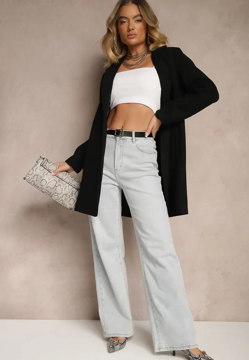 Czarny Płaszcz Jednorzędowy Bulah