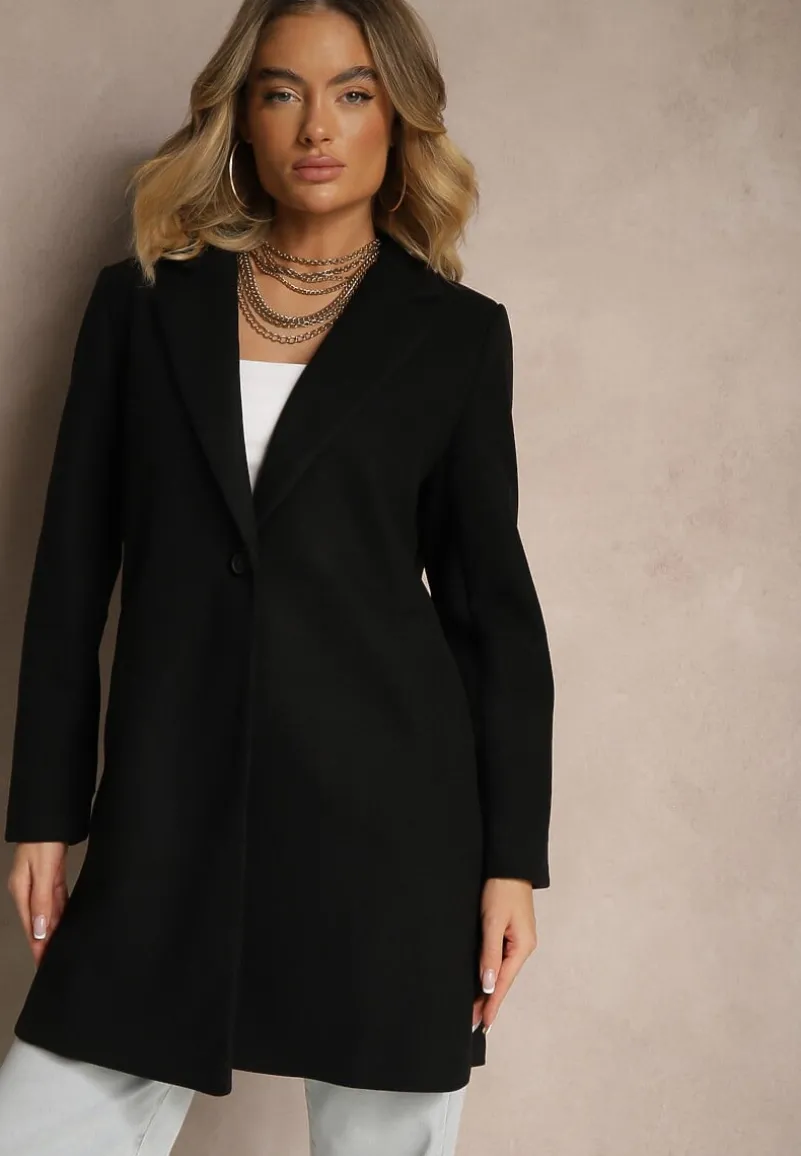 Czarny Płaszcz Jednorzędowy Bulah