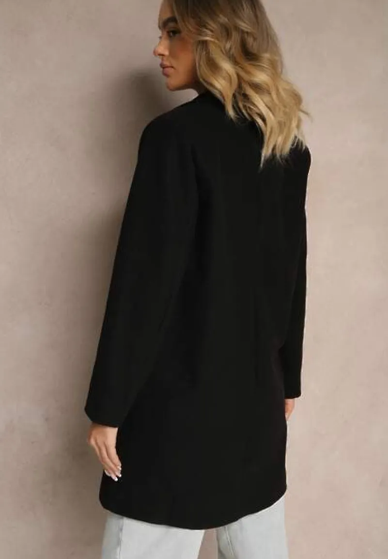 Czarny Płaszcz Jednorzędowy Bulah