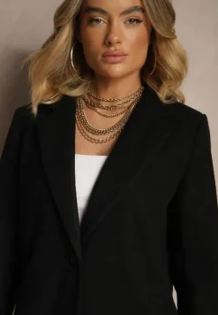 Czarny Płaszcz Jednorzędowy Bulah