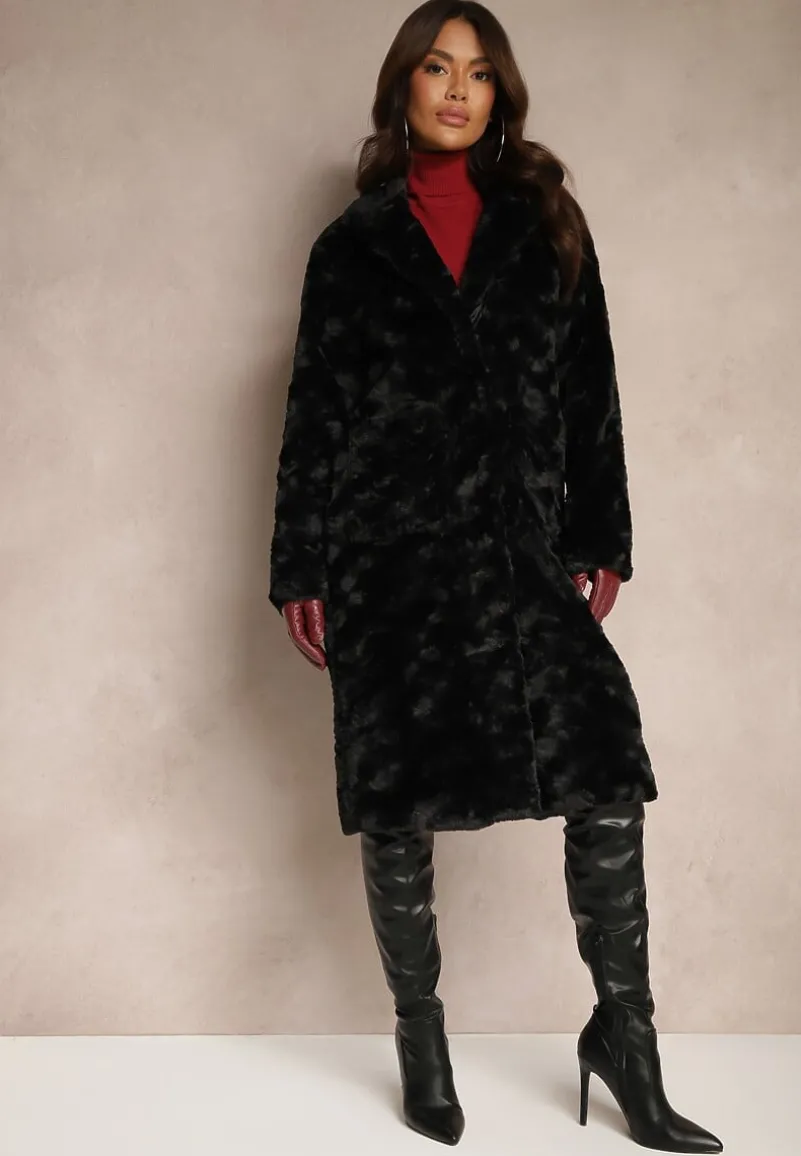 Czarny Płaszcz Jednorzędowy Vertiana