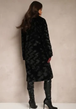 Czarny Płaszcz Jednorzędowy Vertiana