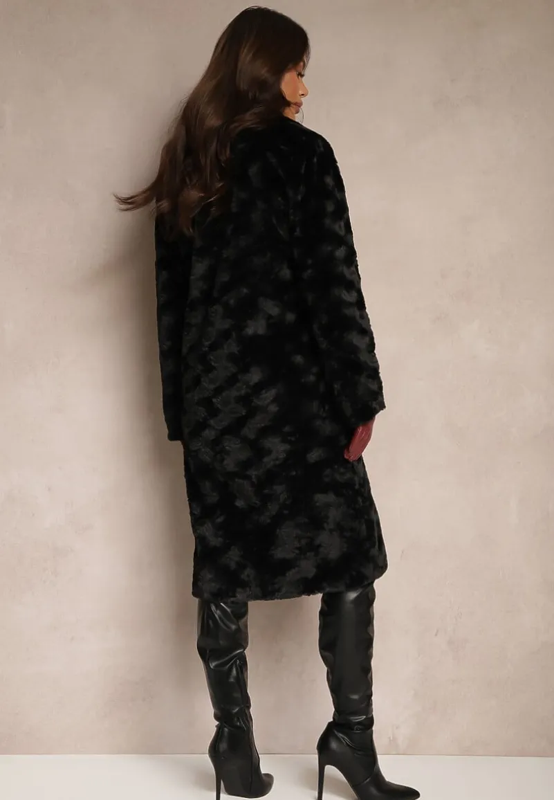 Czarny Płaszcz Jednorzędowy Vertiana