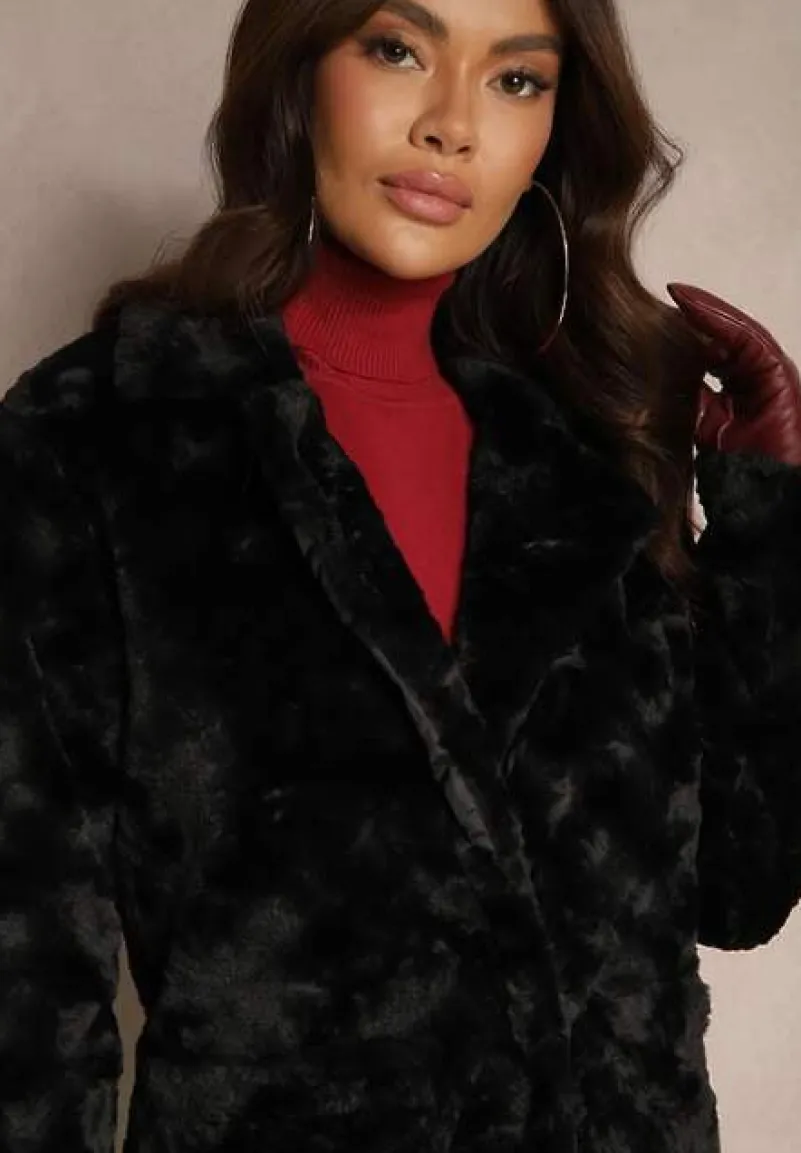 Czarny Płaszcz Jednorzędowy Vertiana