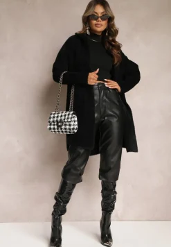 Czarny Płaszcz z Bawełną Oversize Brumisia