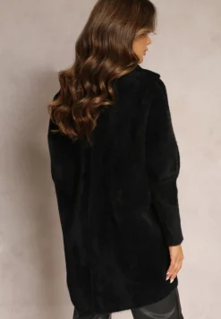 Czarny Płaszcz z Bawełną Oversize Brumisia