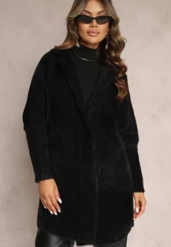 Czarny Płaszcz z Bawełną Oversize Brumisia