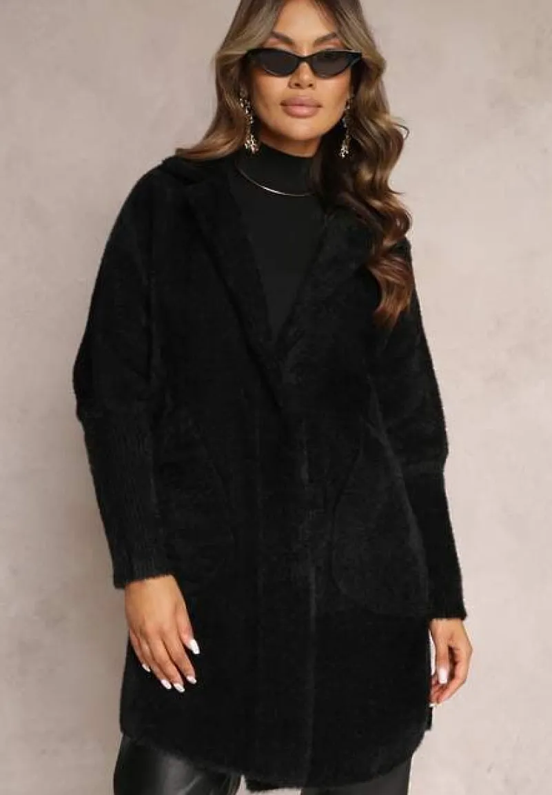 Czarny Płaszcz z Bawełną Oversize Brumisia