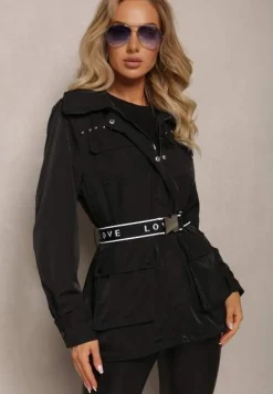 Czarny Płaszcz z Regulacją Długości Aavya