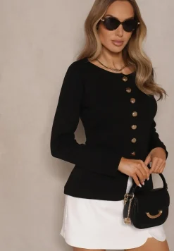 Czarny Rozpinany Kardigan z Wiskozą Odielle