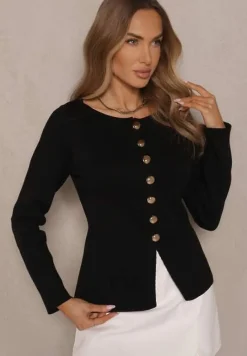 Czarny Rozpinany Kardigan z Wiskozą Odielle