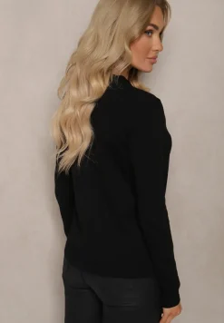 Czarny Rozpinany Kardigan Ozdobiony Ściągaczem Omelle