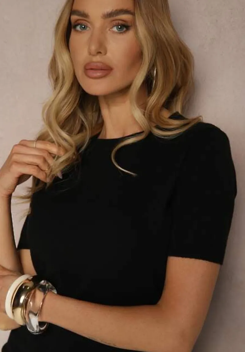 Czarny Sweter Ozdobiony Ściągaczami Sanallia