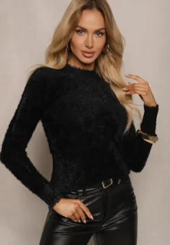 Czarny Sweter Wełniany z Alpaką Paffo