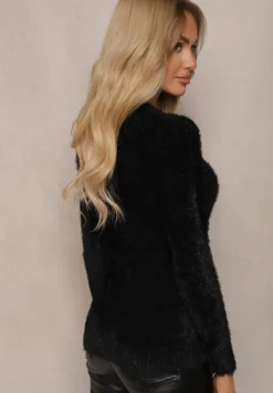 Czarny Sweter Wełniany z Alpaką Paffo