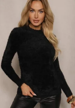 Czarny Sweter Wełniany z Alpaką Paffo