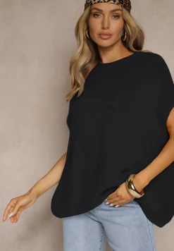 Czarny Sweter z Bawełną w Stylu Nietoperza Nilariella