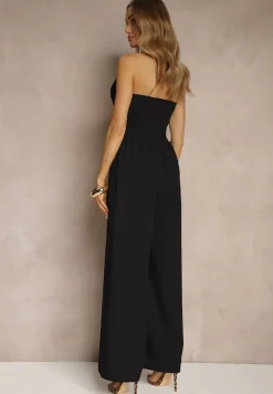 Czarny Taliowany Kombinezon z Guzikami Nilaviella